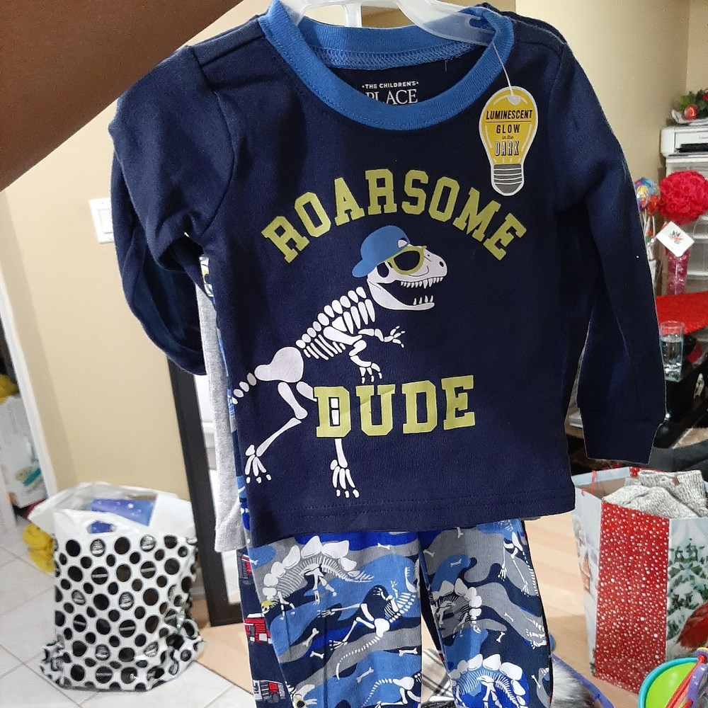 Boys Pajamas, pair of socks and shoe
